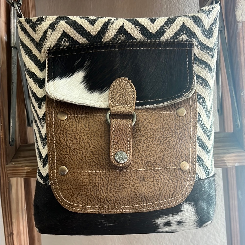 Myra Bag Black and Brown Crossbody Bag - Picture 2 of 6